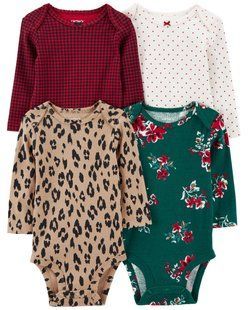 Дитячий одяг Картерс 4-Pack Long-Sleeve Mixed Print Bodysuits | Carter's 1P879310 фото