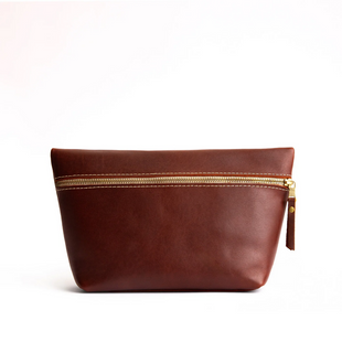 Portland Leather Makeup Bag Extra Large Makeup Bag Cognac фото