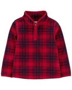 Дитячий одяг Картерс  Oshkosh Boys Fleece Pullover Red Black Plaid Quarter Zip Thin Soft 2Q086411 фото