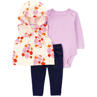 Детская одежда Картерс Carter's 3-Piece Floral Little Vest Set | Baby Girl 1Q103910 фото