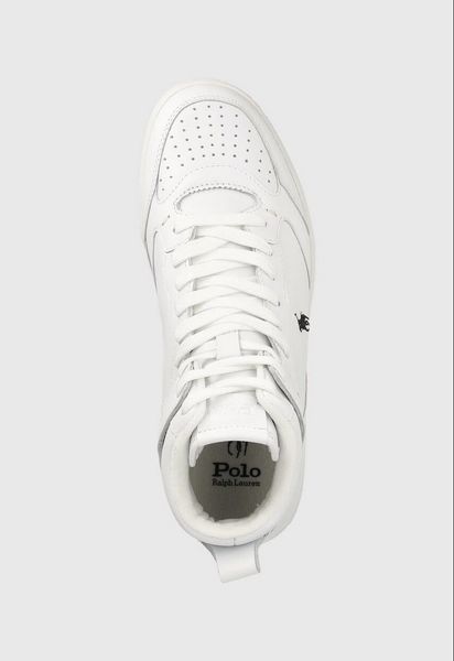 Мужские высокие кожаные кеды Polo Ralph Lauren Polo CRT Mid / High-Top Sneakers (White) HGH-SK-LTL фото