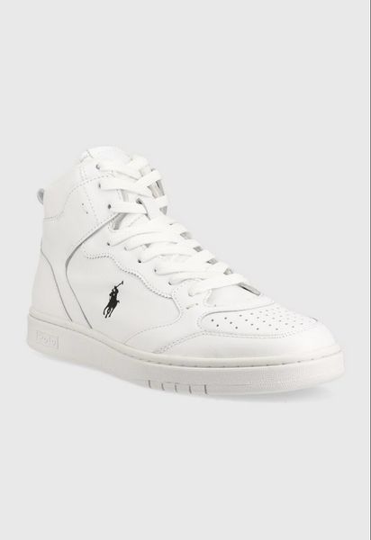 Мужские высокие кожаные кеды Polo Ralph Lauren Polo CRT Mid / High-Top Sneakers (White) HGH-SK-LTL фото